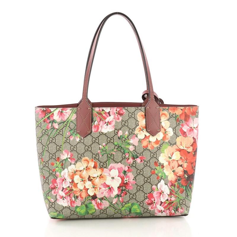 Beige Gucci Reversible Tote Blooms GG Print Leather Small