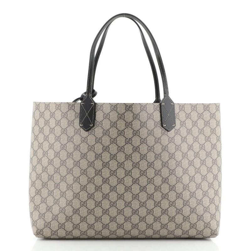 Gray Gucci Reversible Tote GG Print Leather Large