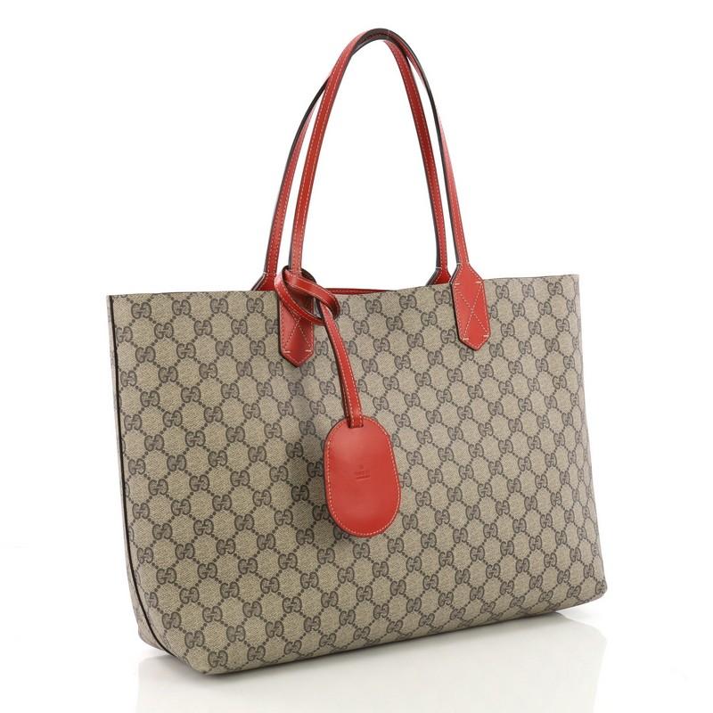 Brown Gucci Reversible Tote GG Print Leather Medium