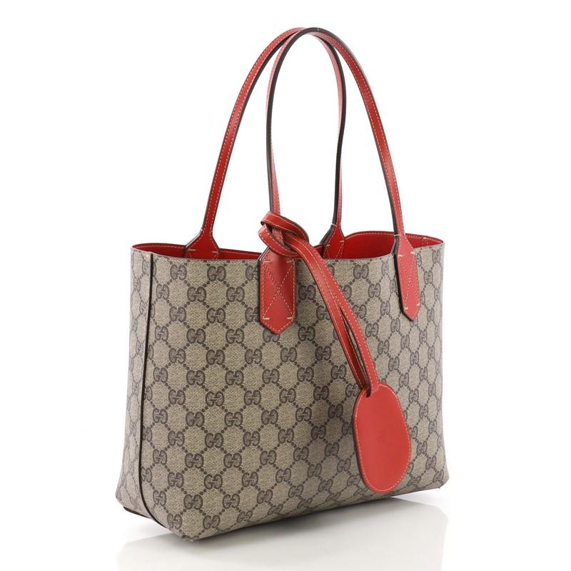 Brown Gucci Reversible Tote GG Print Leather Small
