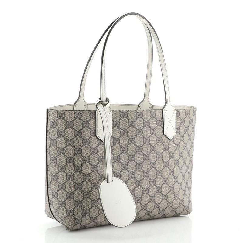 Gucci Reversible Tote GG Print Leder Klein (Grau)