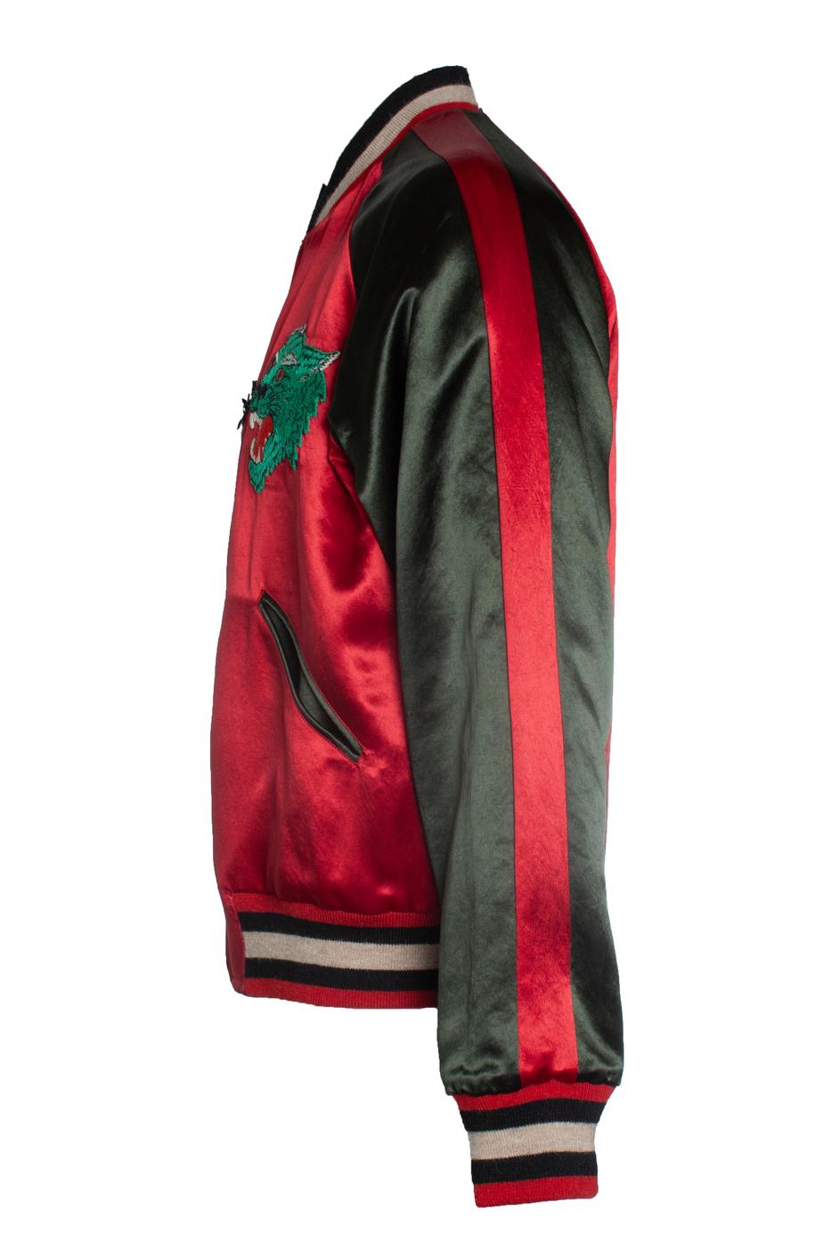Marrone Gucci, bomber varsity reversibile con tigre