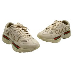 Used Gucci Rhyton 35 Leather Logo Print Sneakers GG-0228N-0057