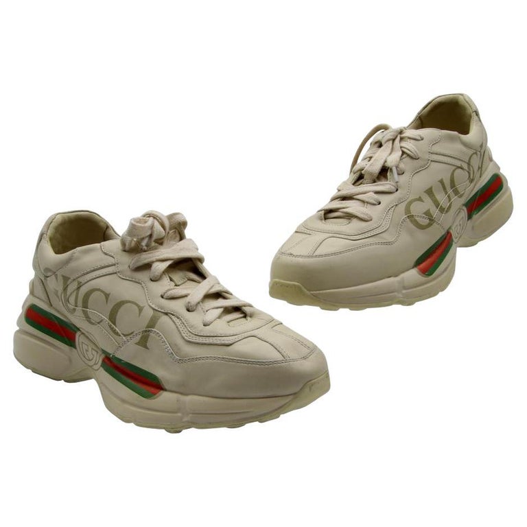 Gucci Rhyton 44 Leather Logo Print Sneakers GG-0208N-0018 For Sale at  1stDibs | rhyton gucci shoes