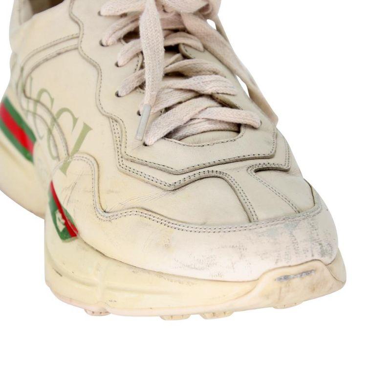 Gucci Rhyton 8.5 Leather Logo Print Sneakers GG-0519N-0184

These retro cool sneakers are edgy and comfortable. Featuring ivory leather with the classic green/red vintage web stripe, GG, and 