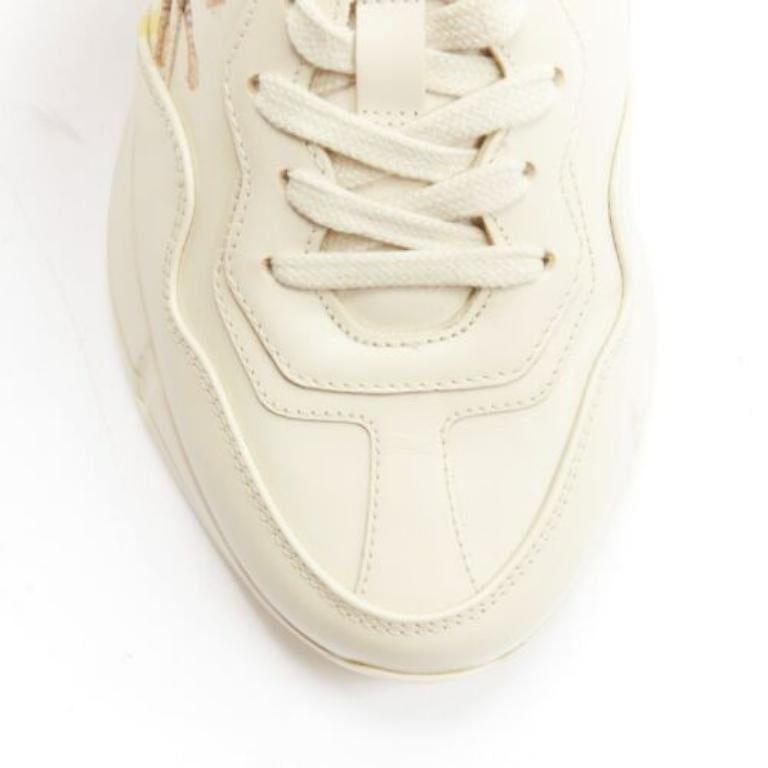 Gucci Rhyton crème Baskets chunky en cuir imprimé tigre EU37.5 en vente 2