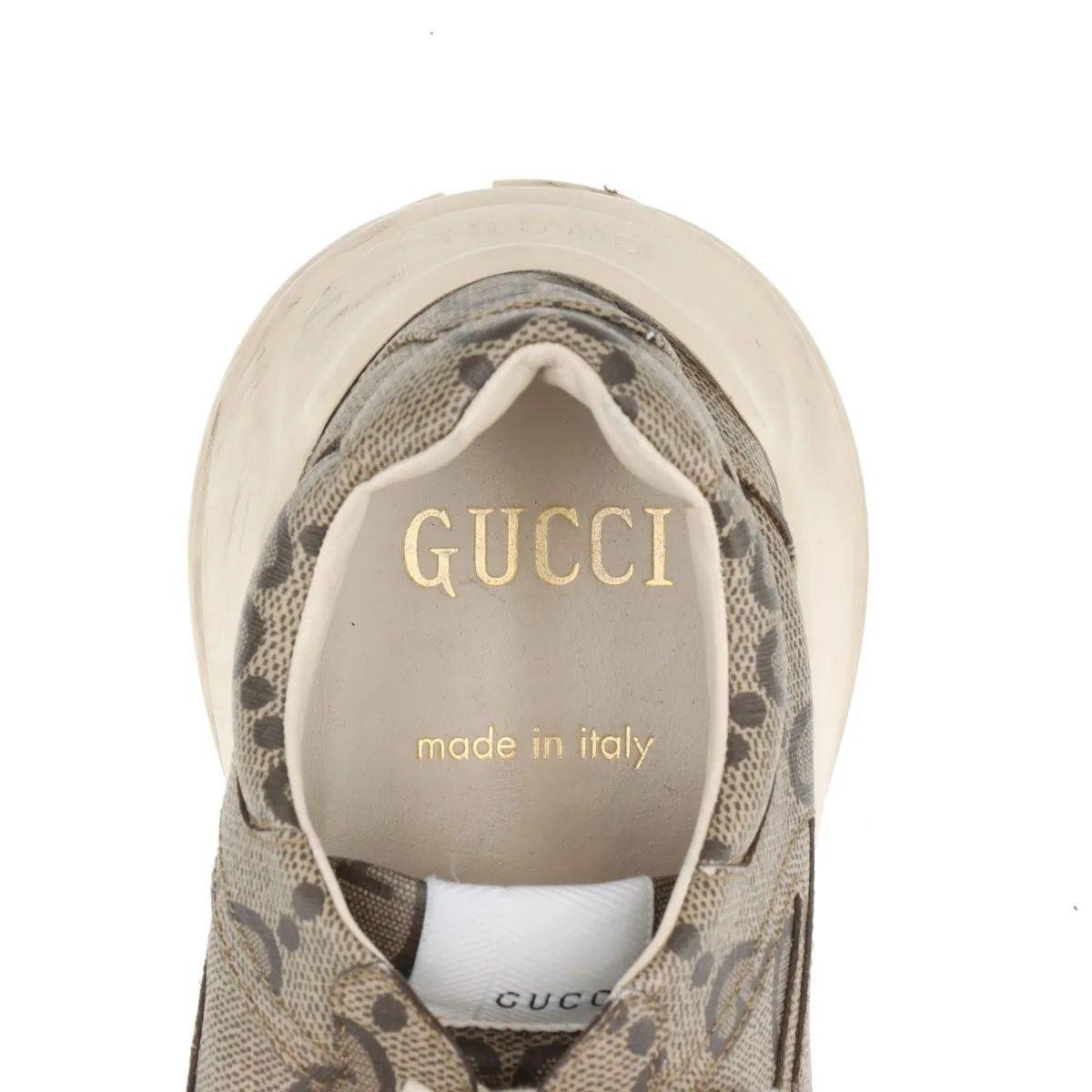 Gucci Rhyton Leather Sneakers Mens Beige For Sale 6