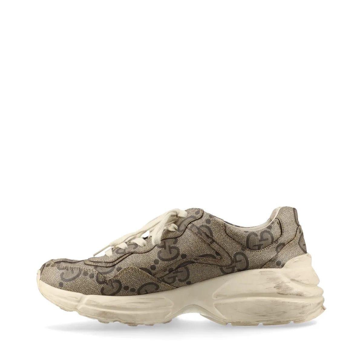 Gucci Rhyton Leather Sneakers Mens Beige For Sale 1