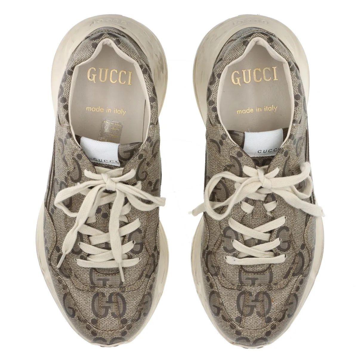 Gucci Rhyton Leather Sneakers Mens Beige For Sale 4