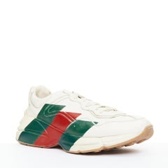 GUCCI Rhyton off white green red web print chunky sneakers UK8.5 EU42.5