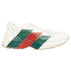 GUCCI Rhyton off white green red web print chunky sneakers UK8.5 EU42.5