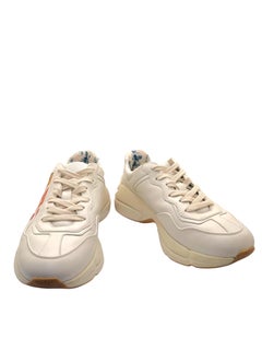 Gucci Rhyton Rainbow Logo Leather Sneakers, Ivory, EU 37
