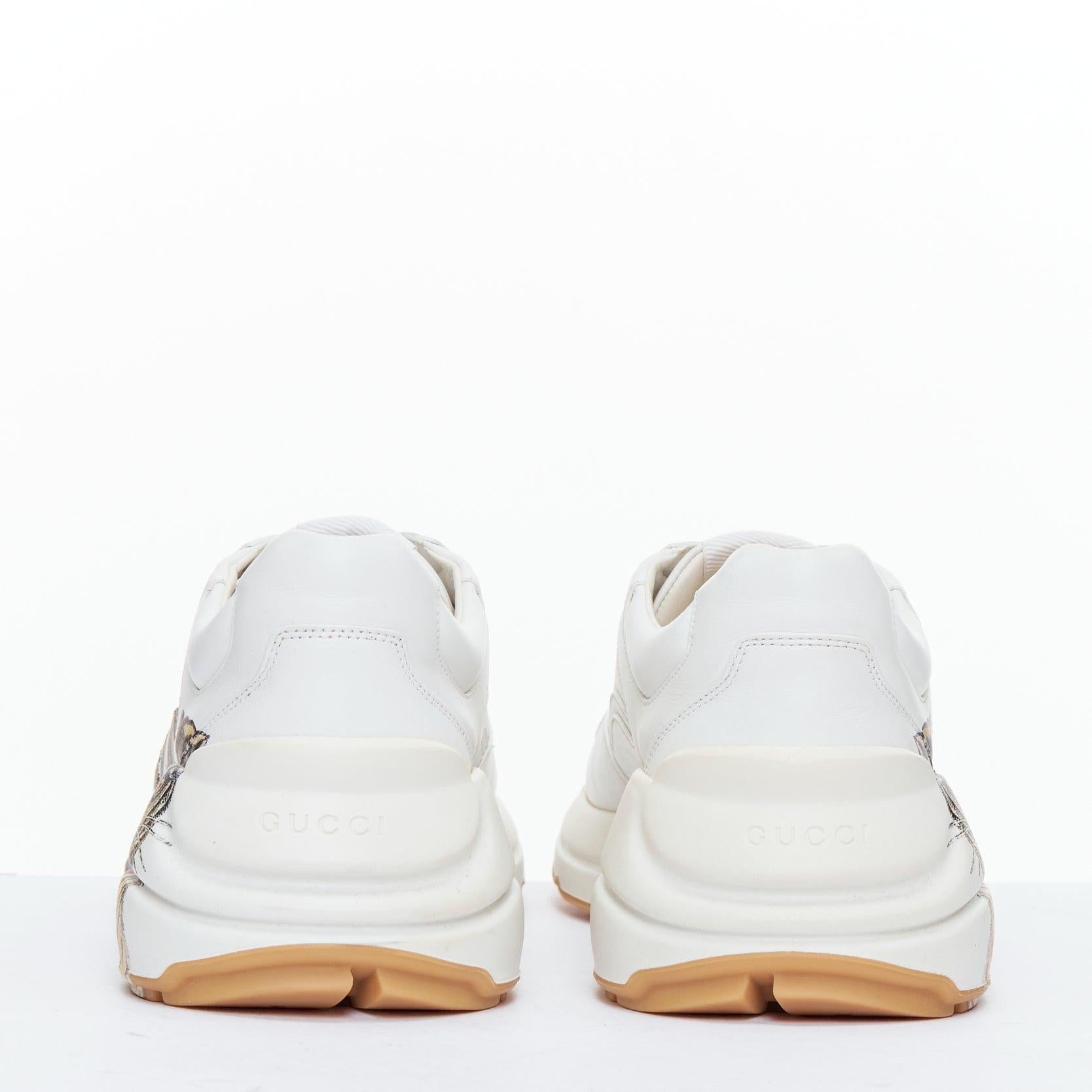 Men's GUCCI Rhyton Tigers white triple head print leather chunky sneakers UK7 EU41