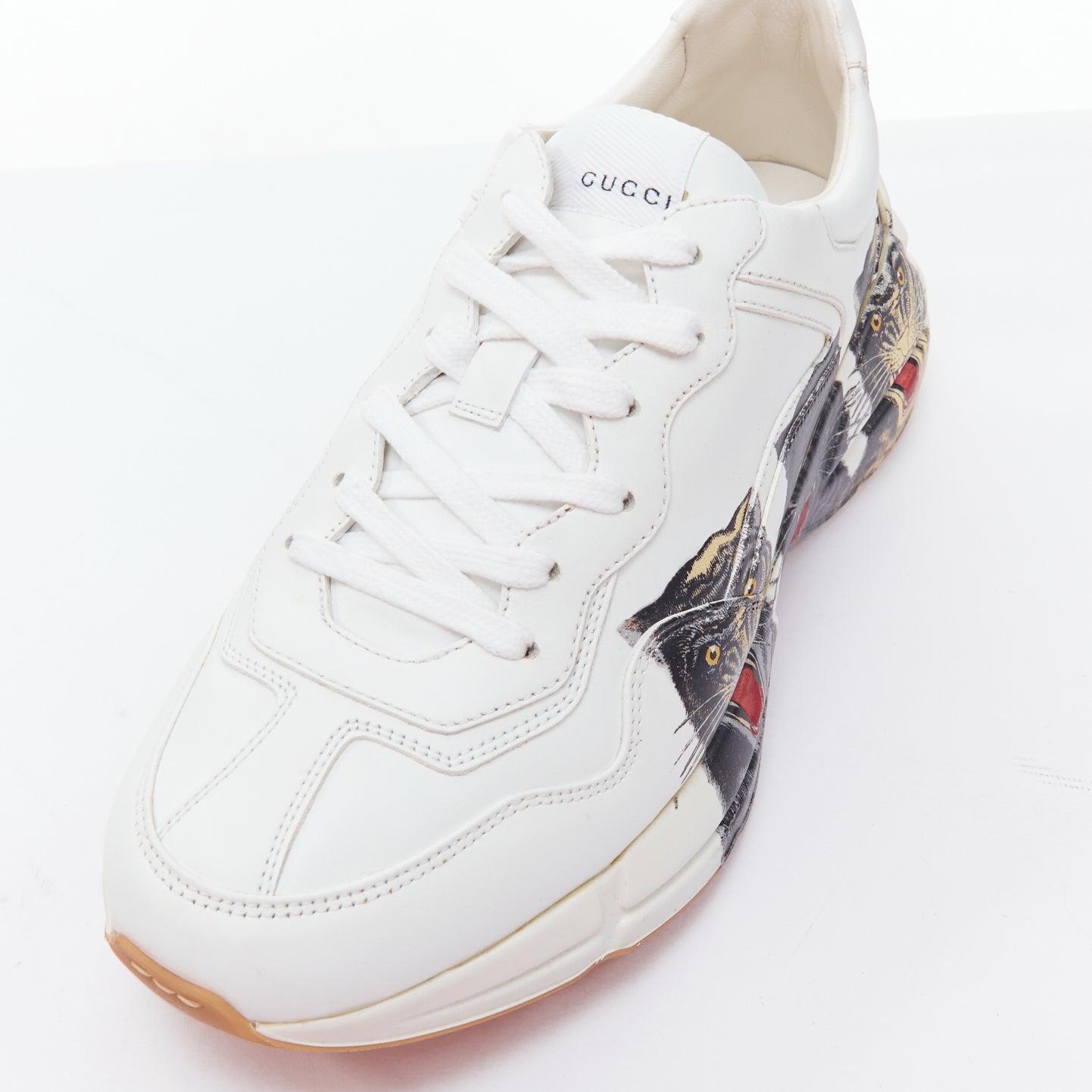 GUCCI Rhyton Tigers white triple head print leather chunky sneakers UK7 EU41 3