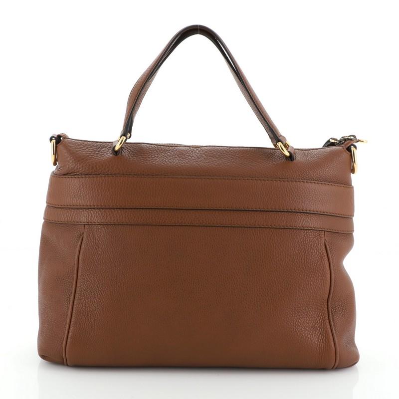 Brown Gucci Ride Convertible Top Handle Bag Leather Medium