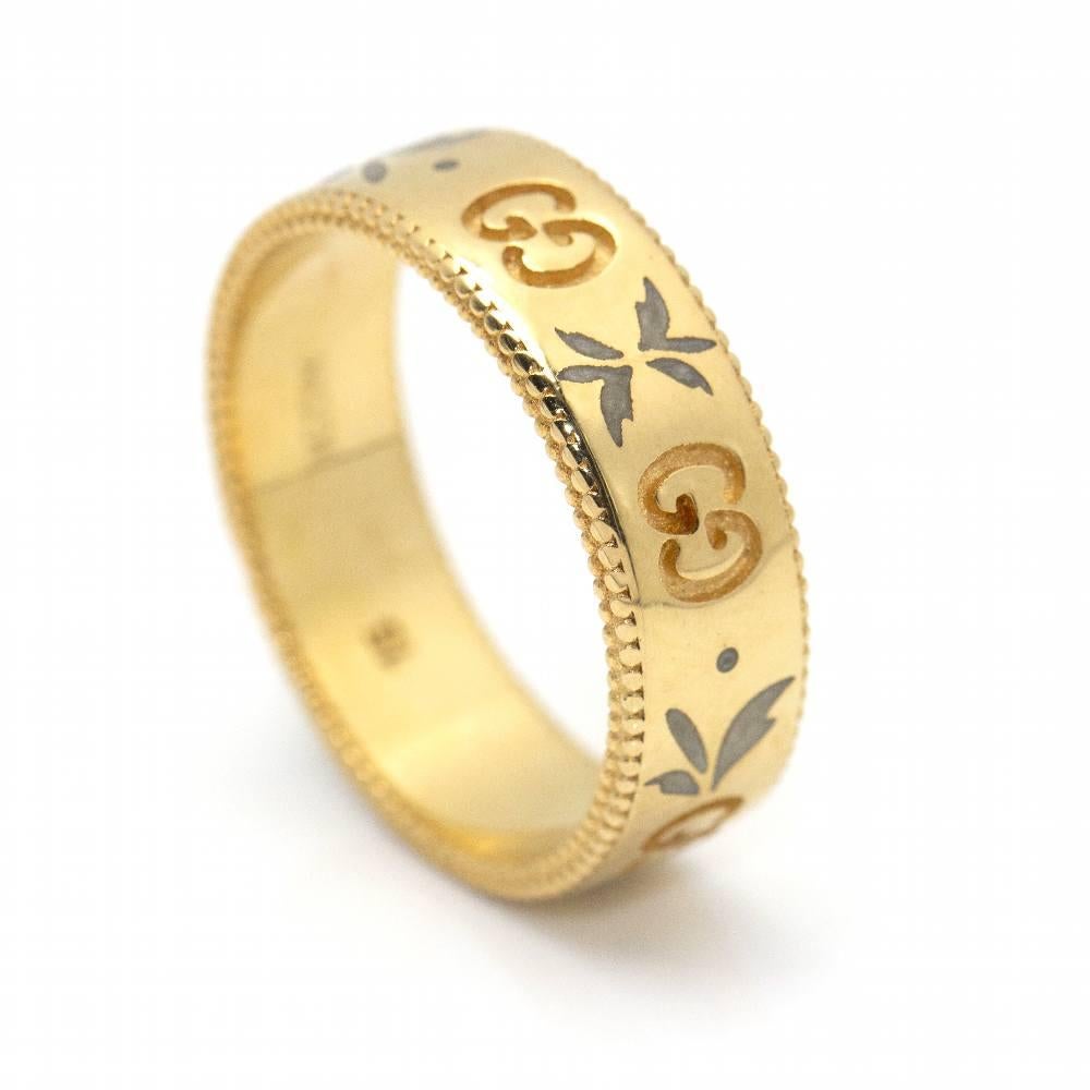 GUCCI Ring aus Gelbgold und Emaille im Angebot 1