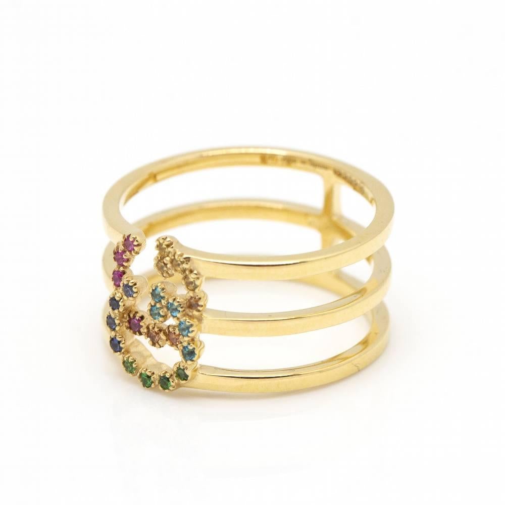 Women's GUCCI Ring in Yellow Gold with Sapphires For Sale