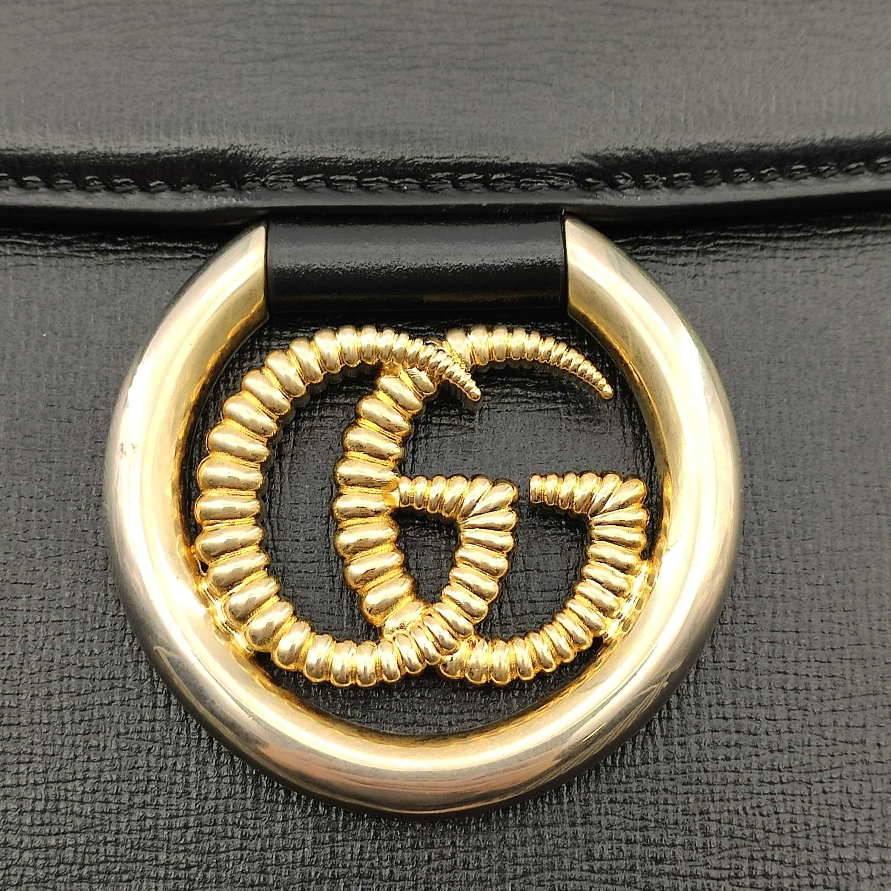 GUCCI Ring Shoulder bag in Black Leather 5