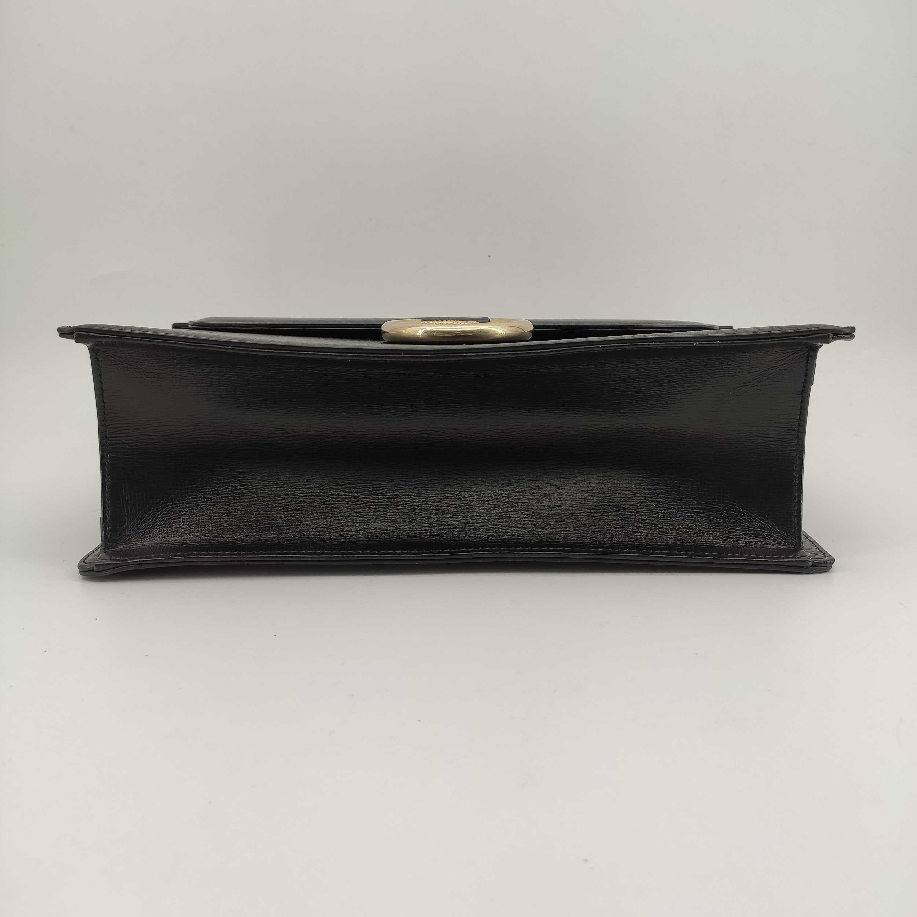 GUCCI Ring Shoulder bag in Black Leather In Excellent Condition In Clichy, FR