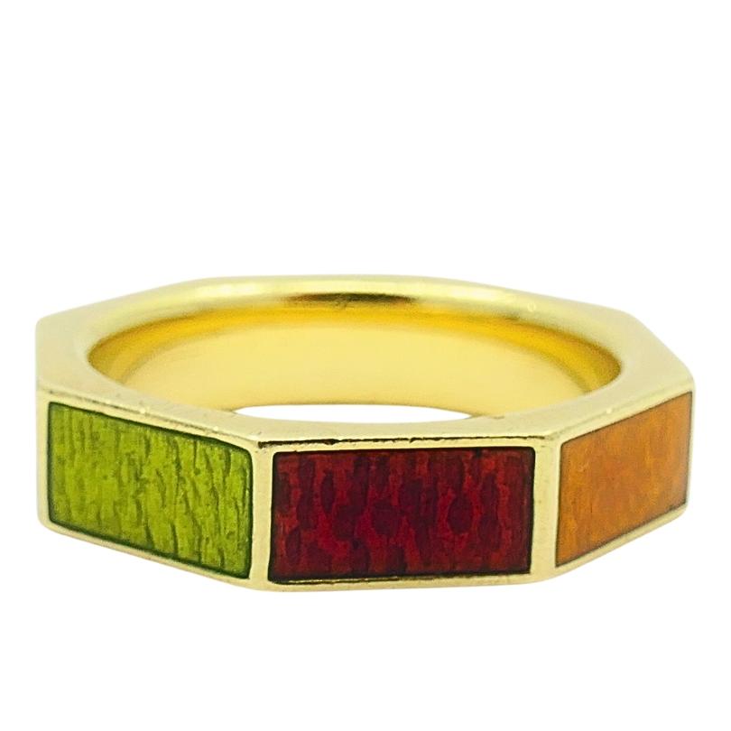 Gucci Vintage Gliederring Vintage Liebe 18k Gold Emaille mit Emaille im Zustand „Gut“ im Angebot in Beverly Hills, CA