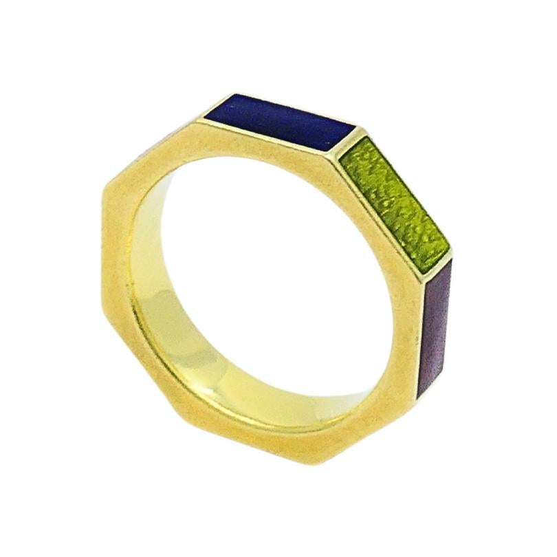 Gucci Vintage Gliederring Vintage Liebe 18k Gold Emaille mit Emaille für Damen oder Herren im Angebot