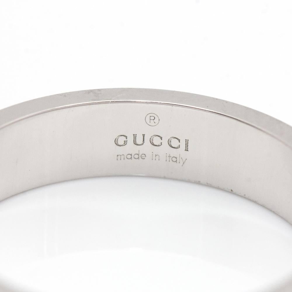 GUCCI Italian design ring, ICON collection in White Gold for women, adorned with the GG motif, the distinctive emblem of the Firm  Size 13  18kt White Gold  Measures: 4mm  3,80 grams  Brand new item  Ref.:D360482FJ