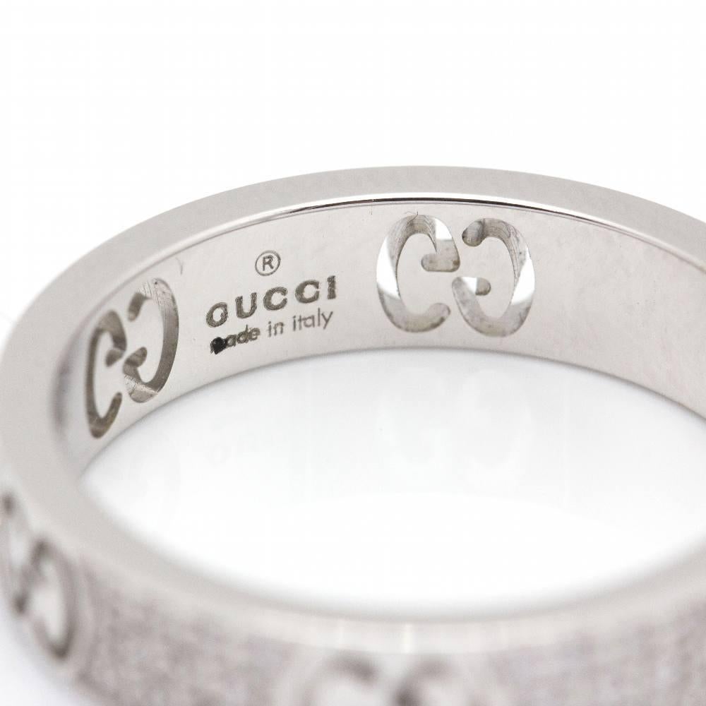 GUCCI Italian design ring, RUNNING collection in White Gold with Diamonds for women, adorned with the GG motif, the distinctive emblem of the Firm  Diamonds in Brilliant cut with a total weight of 0,15cts in G/Vs quality  Size 12,5 this ring cannot