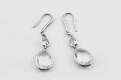 Gucci Rock Crystal 18k White Gold Drop Pendant Earrings