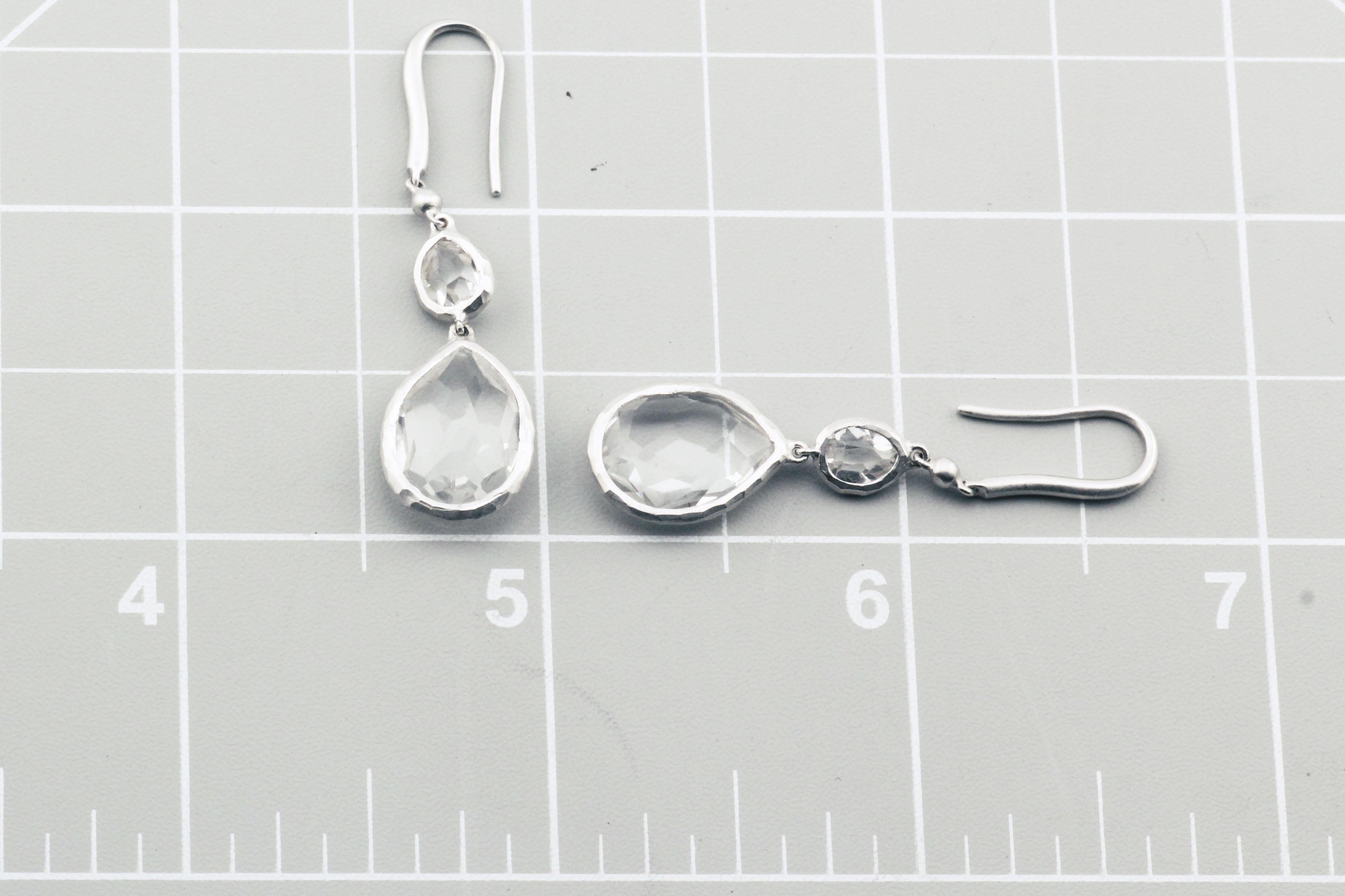 Gucci Rock Crystal 18k White Gold Drop Pendant Earrings en vente 2