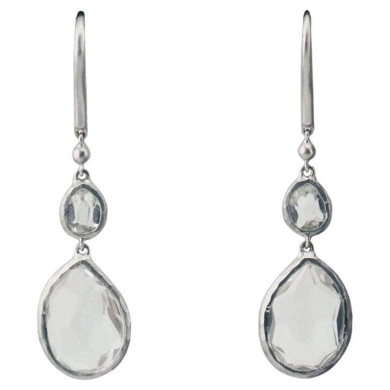 Gucci Rock Crystal 18k White Gold Drop Pendant Earrings en vente