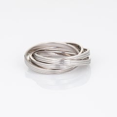 Gucci Rolling Ring Estate 18k White Gold Ridged Interlocking Bands
