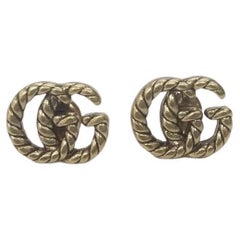 Used Gucci Rope "GG" Logo Gold Plated Earrings