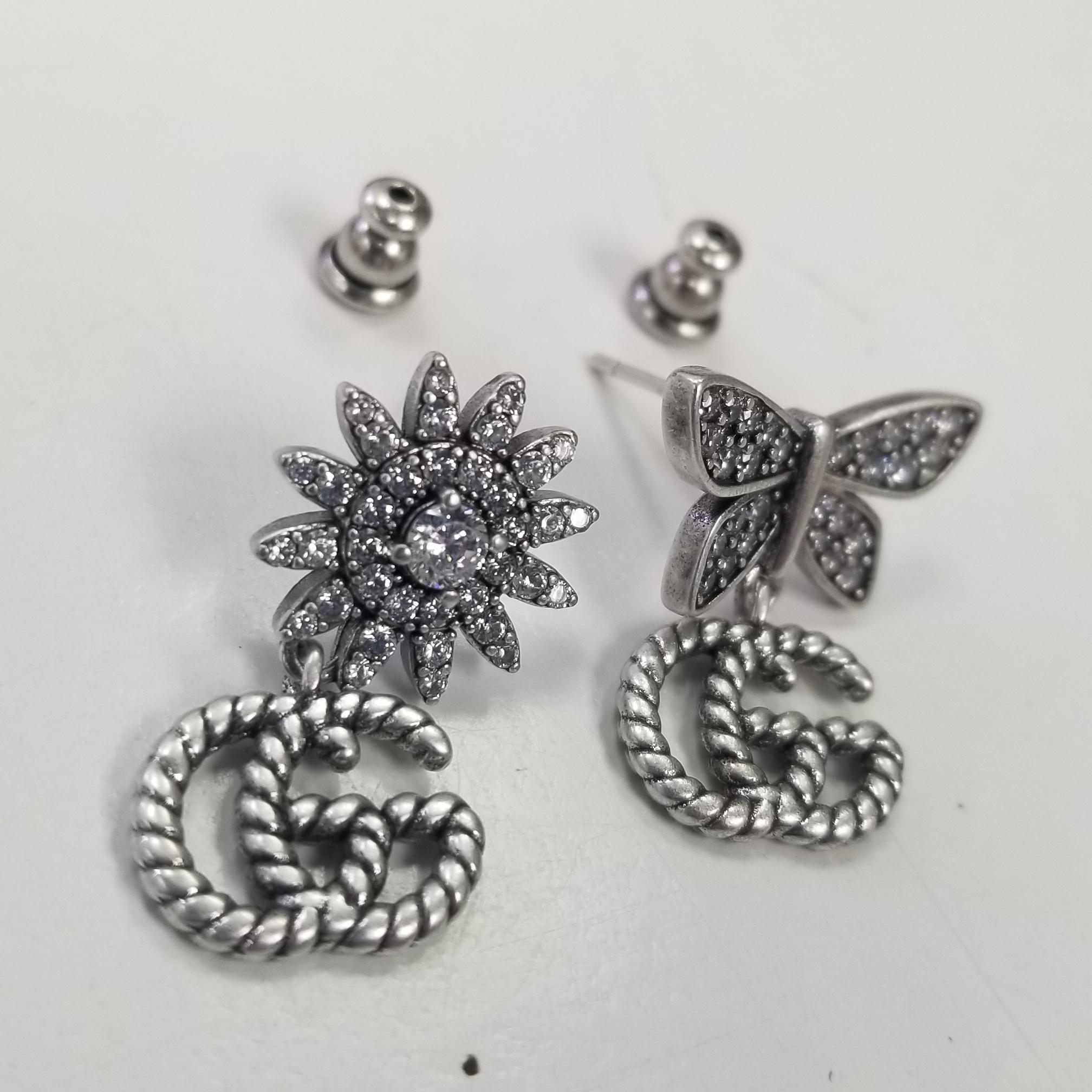 Gucci | Jewelry | Gucci Butterfly Monogram Sterling Silver Earrings New |  Poshmark