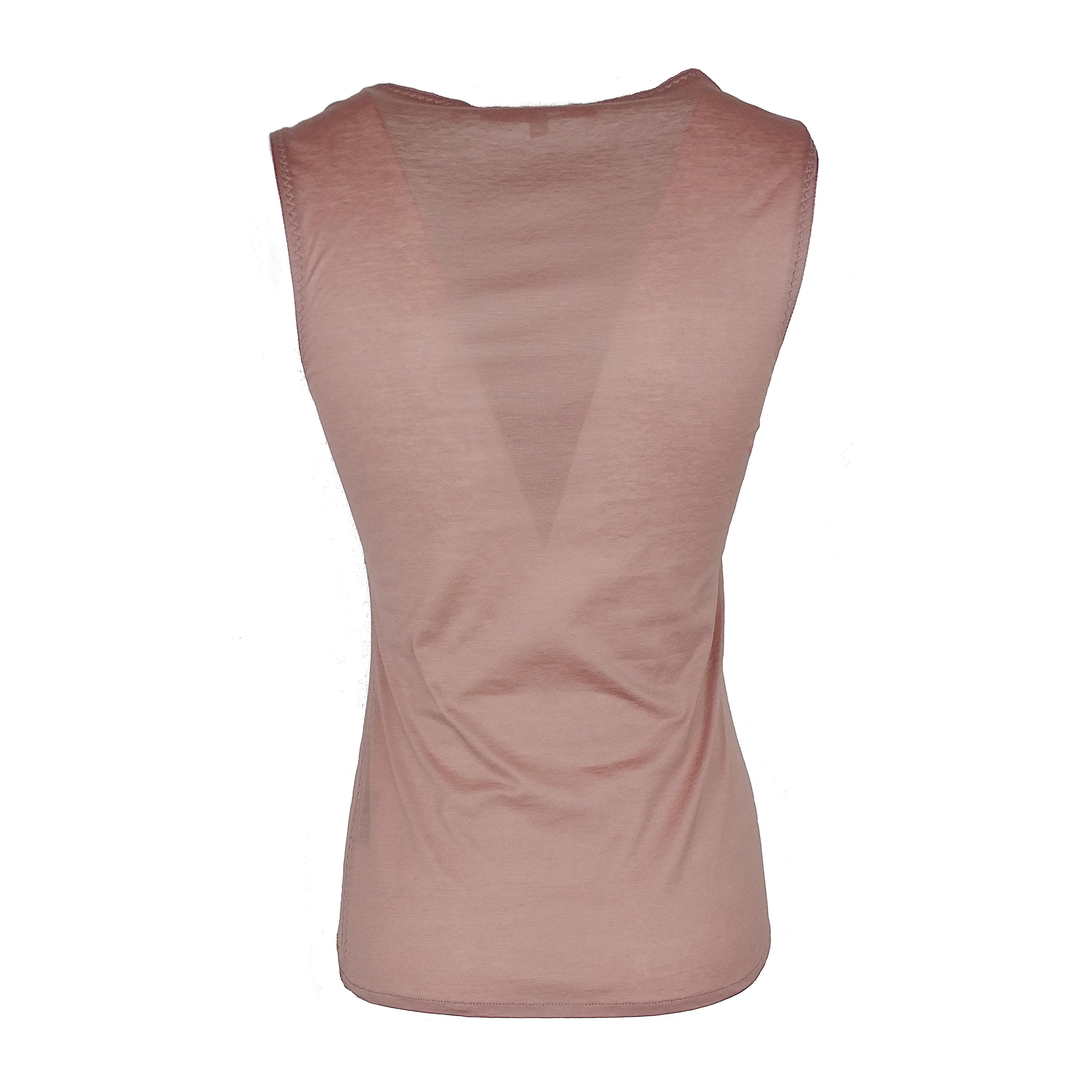 Brown GUCCI – Rose Cotton Tank Top Blouse with Saddle-Shaped Straps  Size M