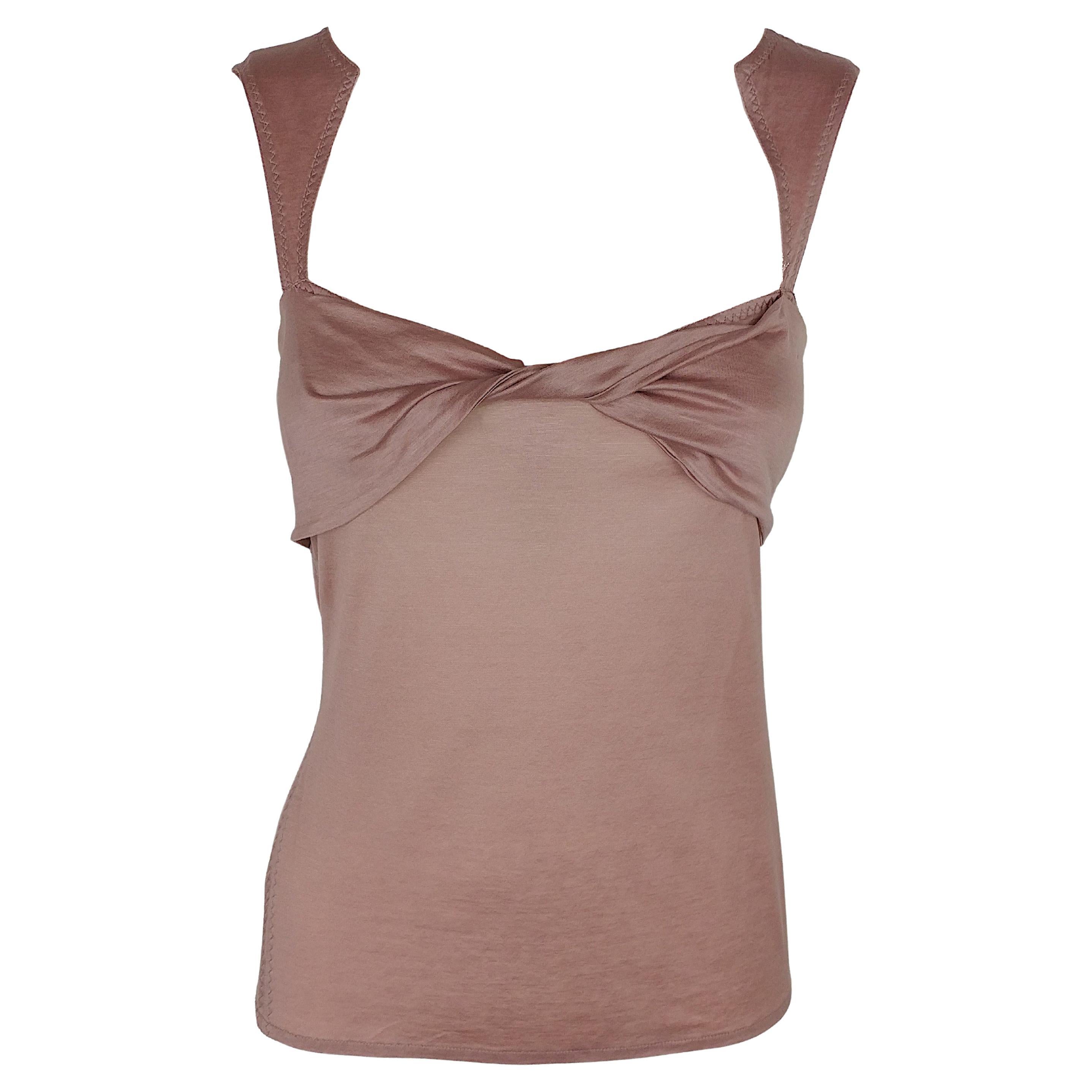 GUCCI – Rose Cotton Tank Top Blouse with Saddle-Shaped Straps  Size M