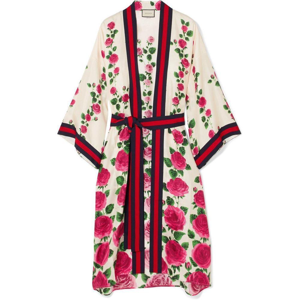 GUCCI Rose Garden Print Silk Kimono IT42 US4-6 For Sale