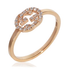 Gucci Rose Gold Diamond Interlocking G Ring