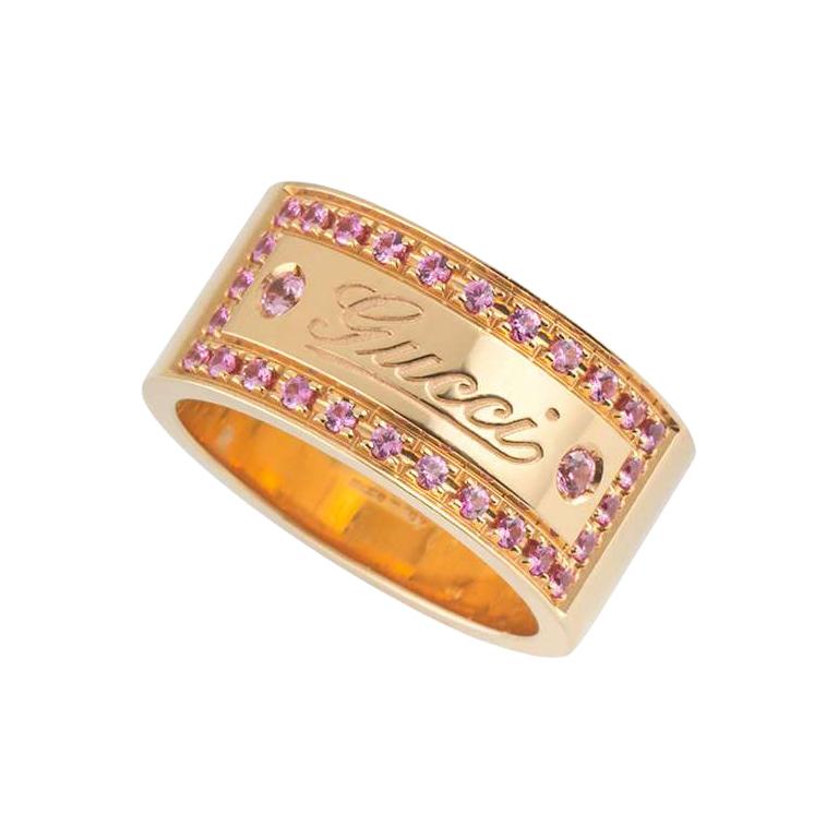 Gucci Rose Gold Pink Spinel Band Ring For Sale