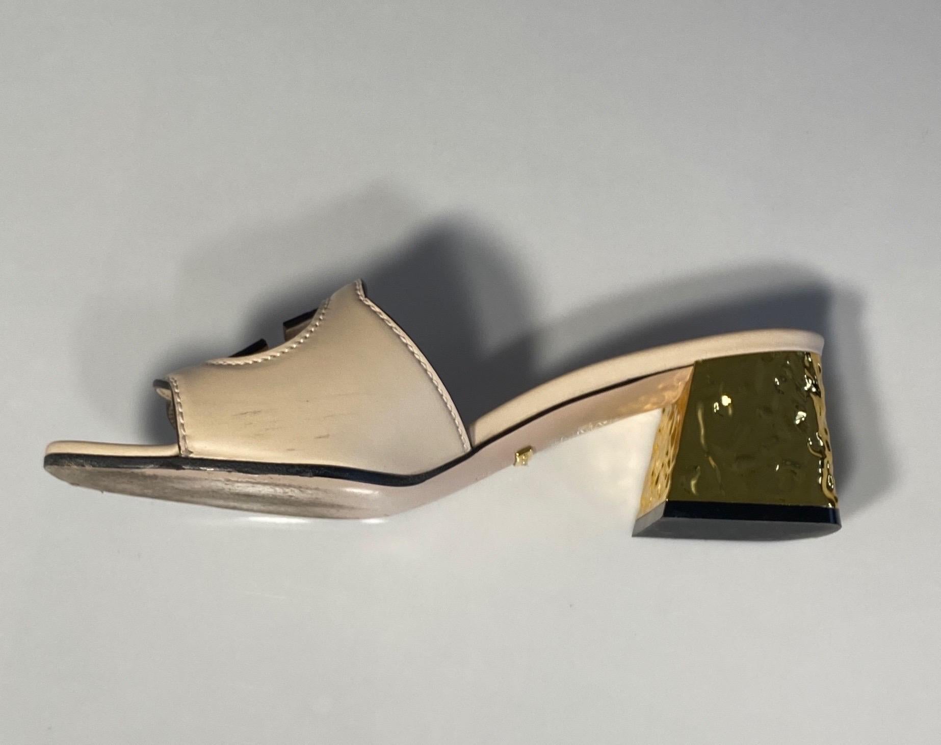 Gucci Rose Leather Interlocking G Cut-out Sandal - Size 37.5 5
