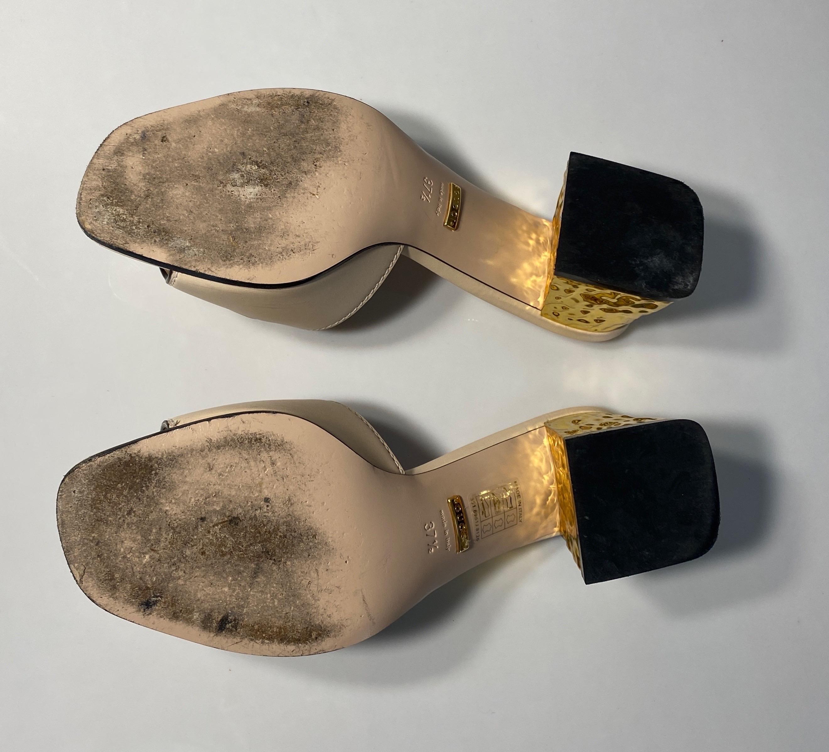 Gucci Rose Leather Interlocking G Cut-out Sandal - Size 37.5 11