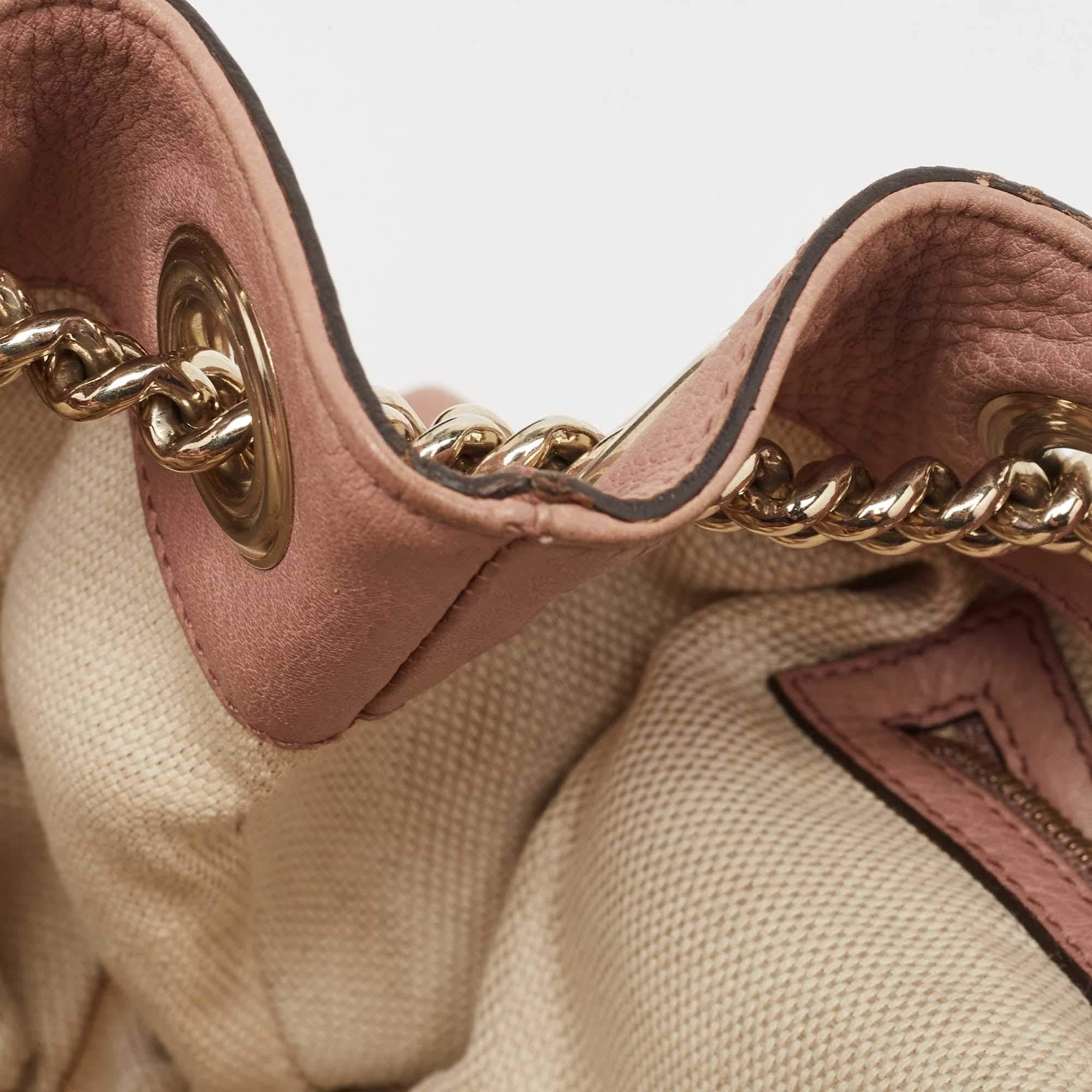 Gucci Rose Poudre Leather Medium Soho Chain Tote 6
