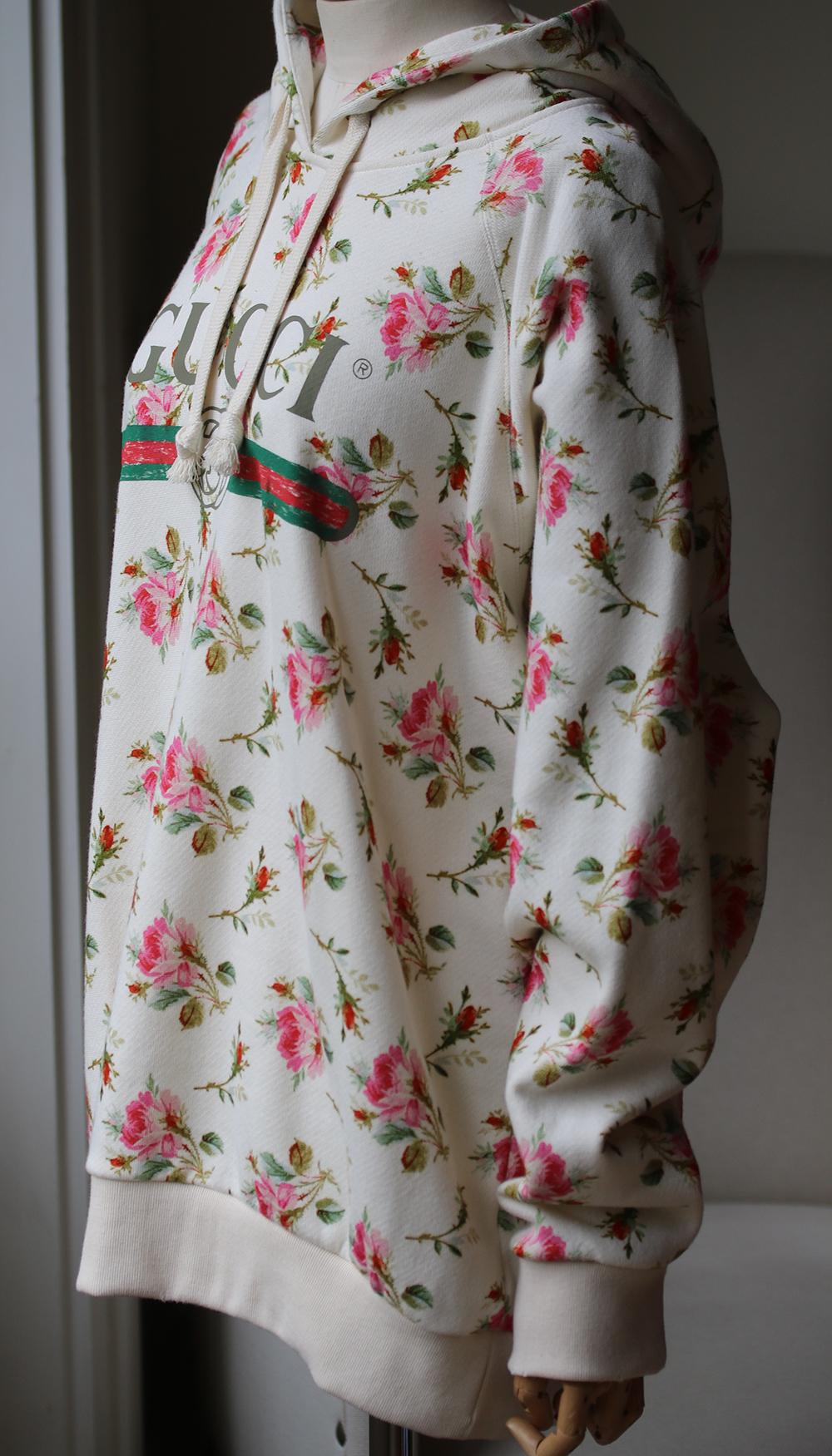Gucci Rose-Print Hooded Cotton Sweatshirt at 1stDibs | gucci rose hoodie,  gucci rose sweater