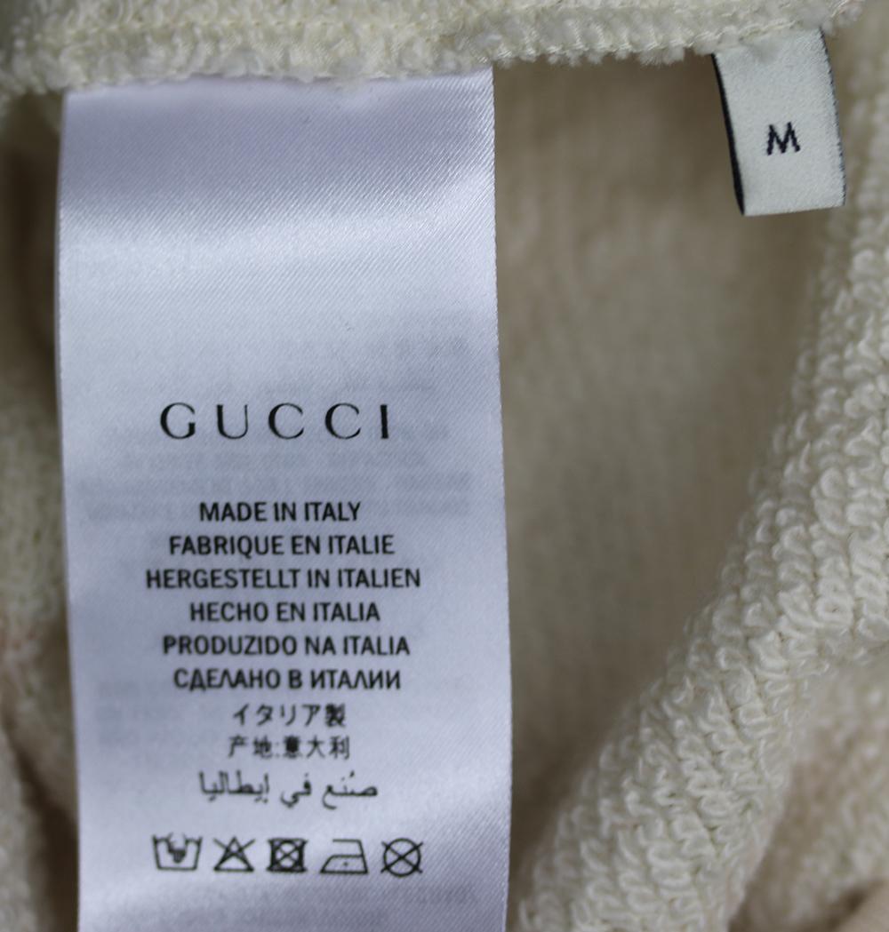 White Gucci Rose-Print Hooded Cotton Sweatshirt