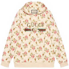 Gucci Kapuzen-Sweatshirt aus Baumwolle mit Rosen-Print