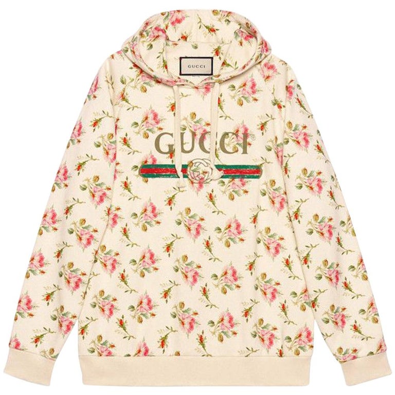 grafisch onderpand buitenste Gucci Rose-Print Hooded Cotton Sweatshirt at 1stDibs | gucci rose hoodie,  gucci rose sweater