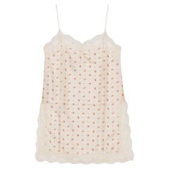 Gucci Rose Print Silk Lace Trimmed Cami Top