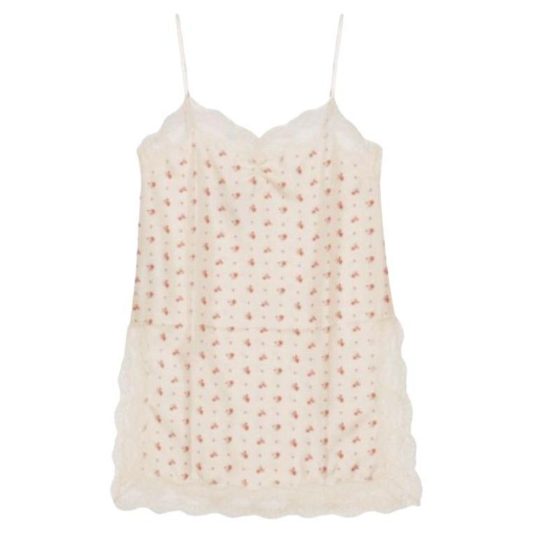 Gucci Rose Print Silk Lace Trimmed Cami Top For Sale at 1stDibs