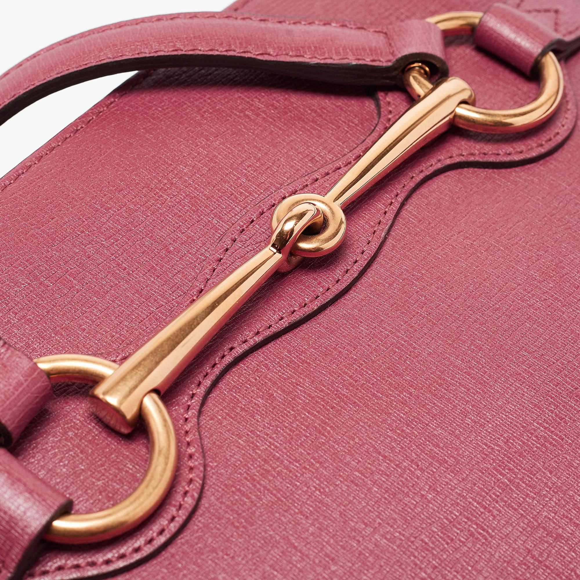 Gucci Rosewood Pink Leather Medium Bright Bit Tote 6