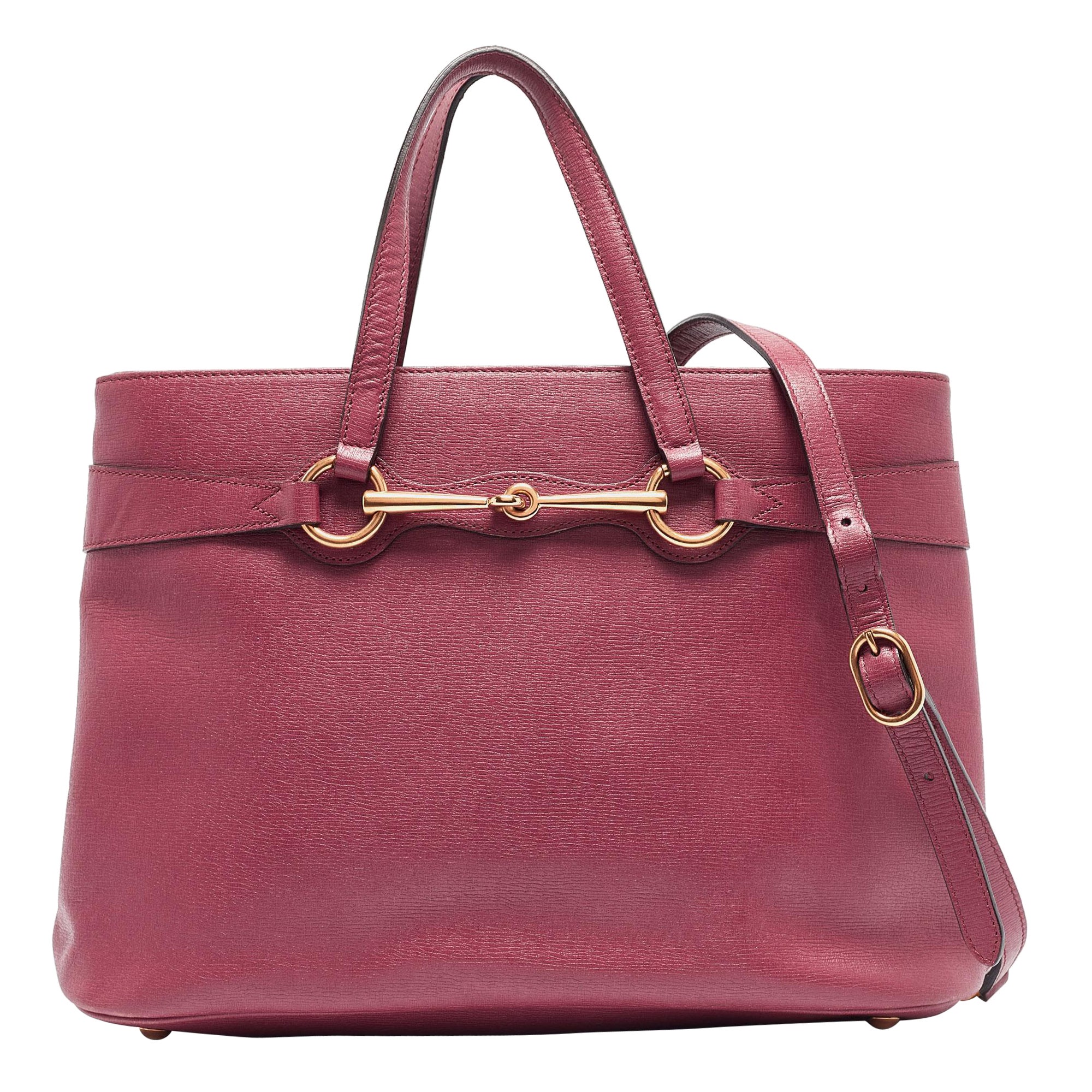 Gucci Rosewood Pink Leather Medium Bright Bit Tote