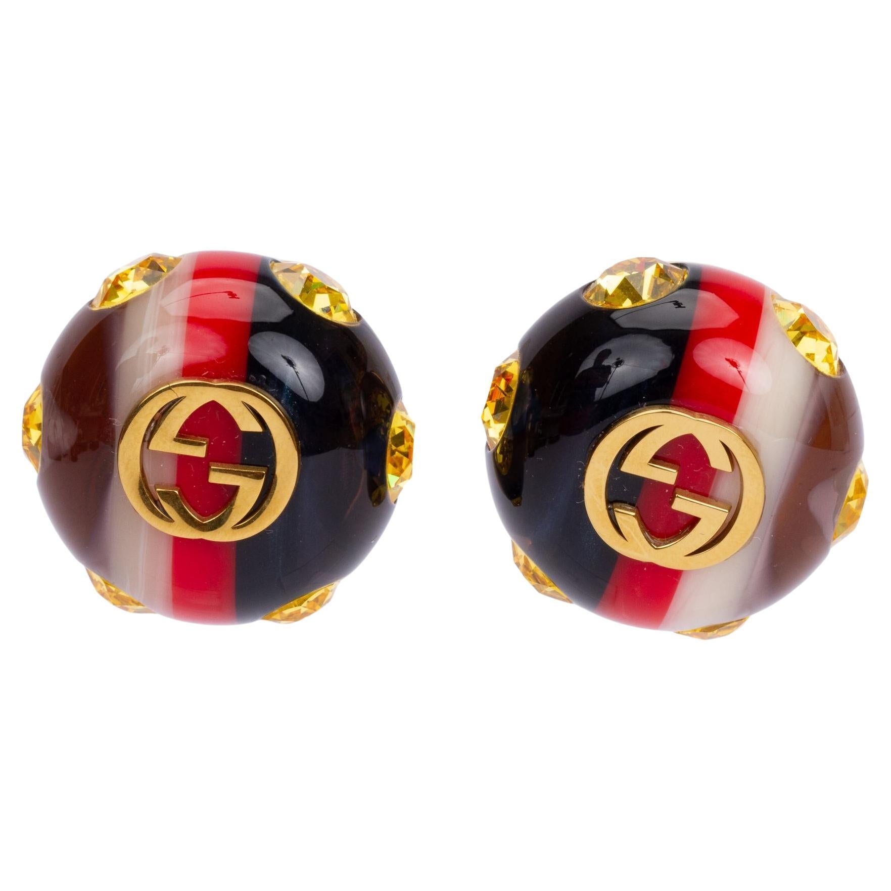 Gucci Round Earrings with Yellow Crystal